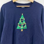 Croft & Barrow  (XL) Blue Classic Tee Glitter Christmas Tree Tee Shirt T-Shirt Photo 2