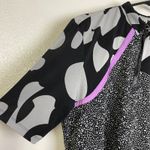 Jamie Sadock Shirt Womens Large Short Sleeve Black Grey Golf 1/2 Zip Mixed Print Photo 5