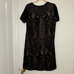 BCBGMAXAZRIA Black and Nude Short Sleeve Lace A-Line Shift Maternity Dress Sz L Photo 5