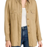 Ralph Lauren Lauren 100% Linen Safari Shirt Jacket Womens 14 Tan Button Front Photo 0