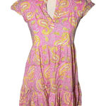 Madison Mathews FOLLY MINI DRESS Pink yellow paisley XS Photo 0