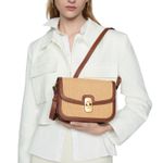 Mango Raffia Effect Shoulder Bag Straw Crossbody Bag Brown Photo 1