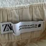 ZARA Neutral Cream Pants Paperbag Waist Tie Belt Medium Photo 1