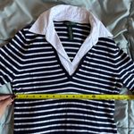 Ralph Lauren Blue & White 2 in 1 Collared Striped Cotton Sweater Size Medium Photo 6