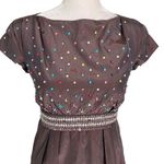 Moschino  Dress 8 Brown Beading Silk Cap Sleeves Photo 4