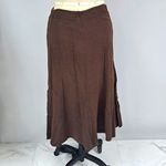 Larry Levine  Brown flowy Linen skirt size 10 Tulip Hem Photo 2