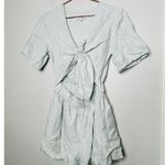 THAKOON x RTR Mint Tie Waist Linen Blend Plunge Neck Romper Size 2 Green Photo 2