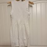 Boston Proper  White Dress Size 8 Gold Zip Front Rayon Nylon Blend Bodycon Midi Photo 2