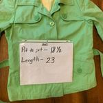 Talbots Trench Coat with Belt 6 Petite Lime Green Yellow Dotted Lining Rain Coat Photo 6