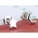 Boutique Dainty 925 Sterling Silver Mismatch‎ Moon Star Stud Earrings Photo 12
