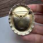 Western Germany Blue Floral Arrangement Cameo Brooch Pin Gold Tone Vintage Photo 8