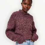 Free People Merry Go Round cropped sweater burgundy heather hue sz XS Photo 1
