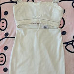 Tiger Mist ‎ Mini Dress with Bows White Size Medium Bodycon Ribbed Photo 0