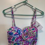 NWT Stella Parker Paisley Floral Bandeau One Piece Swimsuit Removable Straps‎ M Pink Size M Photo 2