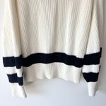 Ralph Lauren Polo  O Lace Striped Sweater Nautical White Navy Blue Chunky Knit Photo 7