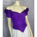 American Vintage 1980s Nation-Wide Purple Satin & White Tulle Gown Rose Appliqué Sleeves USA S Photo 7