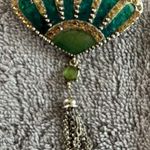 Liz Claiborne Vintage Fan with Dangling Tassel Brooch/Pin Photo 1
