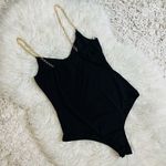 Black chain strap cami bodysuit top blouse L Size L Photo 6