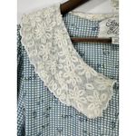 Vtg 90s Sarah Elizabeth Prairie Dress Womens 12 Blue Plaid Floral Pearls Cottage Photo 3