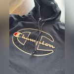 Champion RARE Black Cropped Sweatshirt with Rhinestone Logo Photo 2
