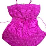 Tessies Vintage 80s Magenta Sheer Floral Lace Lingerie Intimates Romper Teddie Photo 1