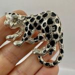 Silver tone and black jaguar brooch Photo 5