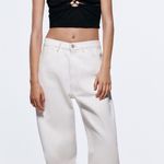 ZARA Black Ribbed Cut Out Crop Top With Beads Photo 3