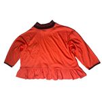 Hang Ten Vintage Womens 80s  Coral Black Peplum Oversize Cropped Top 3/4 Sleeve M Photo 6