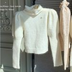 Cream Ivory Japanese Turtleneck Puffy Sleeves Knitted Sweater Blouse Shirt Top Photo 1