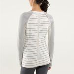 Lululemon  Full Tilt Long Sleeve Striped Ruffle Lace Angel Wing Athletic Top Photo 1