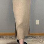Banana Republic  Maxi Shine Sweater Skirt Size XL Gold Lurex Yarn Side Slits Photo 0