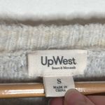 UpWest plush pastel leopard curved hem Crewneck chunky knit Sweater size S Gray Photo 7