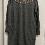 Matilda Jane Gray Gold Metallic Yellow Embroidered Long Sleeve Sweatshirt Dress Photo 0