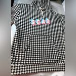 Chic Houndstooth Hoodie with Graphic Detail Black Photo 12