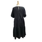 Everlane Puff Sleeve Tiered Cotton Poplin Midi Dress Classic Black size 16 Photo 7
