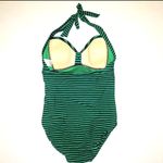 Merona NEW Small 1 Pc Striped Green Navy Blue Halter SWIM Suit Photo 3