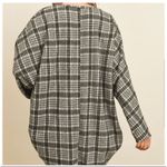 Riah Fashion Gray Open Plaid Cardigan with Pockets L Photo 3