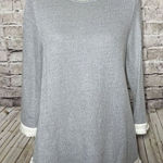 J Jill Gray 3/4 Sleeeve Shirt Fringe Edge Women’s S Casual‎ Neutral Photo 0