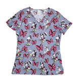Disney  Minnie Mouse Short Sleeve Cotton Nursing Scrub Top Grey Women's Size XS Photo 0