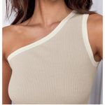 ZESICA One Shoulder Bodycon Dress Women's Medium Ribbed Beige‎ White NWOT Tan Photo 2