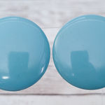 Vintage Clip On Earrings Extra Large Retro Circle 1.5" Light Blue Photo 0