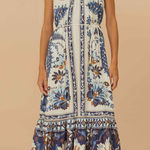 Farm Rio Off-White Ana Tapestry Fish Strap Maxi Dress Photo 0