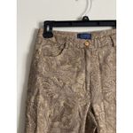 J. McLaughlin Womens 6 Small Paisley Cotton Jeans Slim Stretch Tan Brown Photo 1