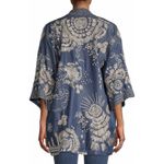 Johnny Was  Workshop Womens M Antonia Denim Kimono Jacket Embroidered Blue Boho Photo 1