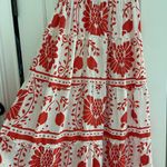 Haute Hippie Red and White Tiered Midi Skirt Resort Wear Photo 1