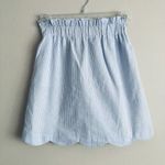 Lauren James  Blue White Seersucker Skirt Scalloped Hem Size Small Pockets Photo 0