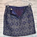 J.Crew Elegant Blue and Gold Patterned pencil Skirt size 2 Photo 2