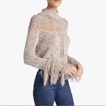 Cushnie Mock Neck Open Knit Fringe Cropped Sweater Runway Pink Size M Photo 2