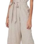 BeachLunchLounge Linen Blend Stripe Tie Waist Jumpsuit Size Medium Photo 0