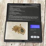 GF Vintage Filigree Jade Teardrop Diamond Necklace Photo 8